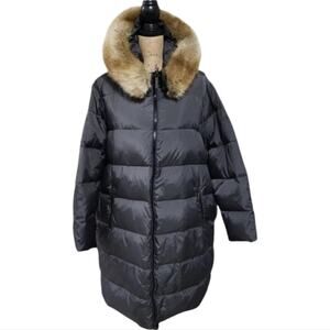 MICHAEL Kors steel Grey‎ maxi long Faux fur hooded puffer coat plus size 2X New